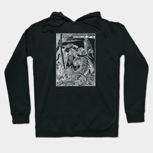 Pre-raphaelite kiss and dragon Hoodie